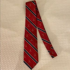 Polo Ralph Lauren red necktie with golf clubs